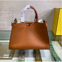 Inexpensive FENDI PEEKABOO ISEEU Original Leather Small bag 0196 Brown