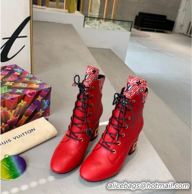Top Quality Louis Vuitton Bliss Calfskin Ankle Boots 081013 Red