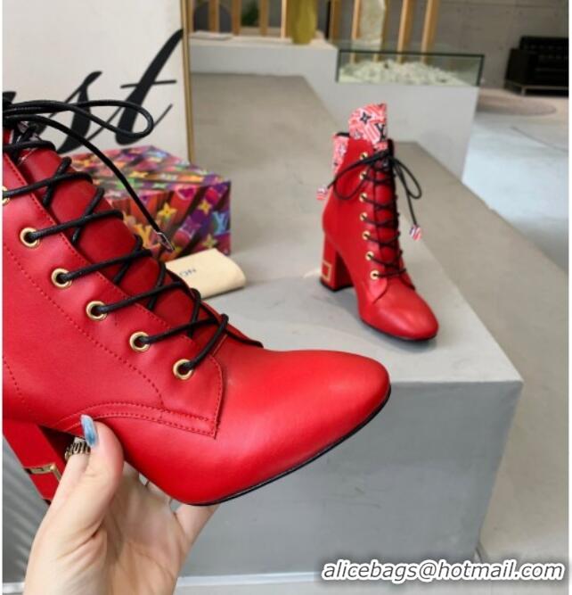 Top Quality Louis Vuitton Bliss Calfskin Ankle Boots 081013 Red