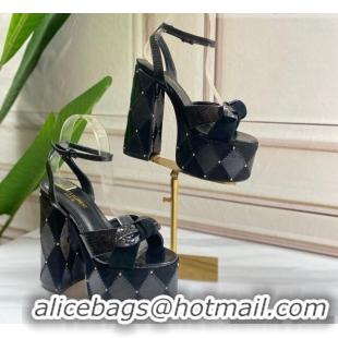 Best Design Saint Laurent BIANCA Sandals in Calfskin and Suede 724061 Black