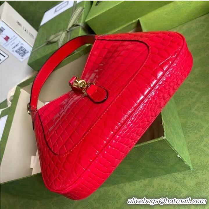 Inexpensive Gucci Jackie 1961 crocodile small shoulder bag 636709 red