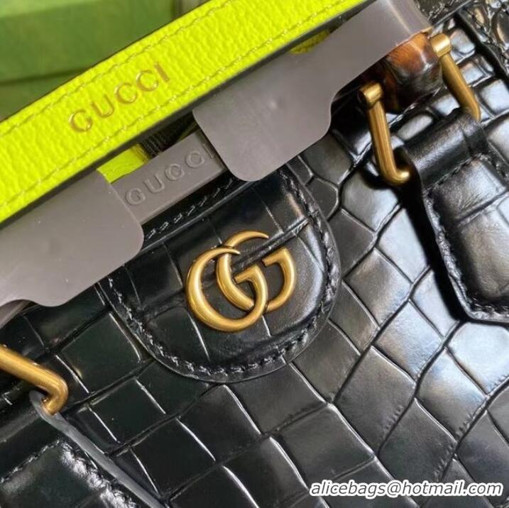 Buy Discount Gucci Diana mini tote bag crocodile 655661 black