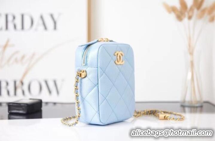 Best Product Chanel mini Shoulder Bag Grained Calfskin AS2857 light blue