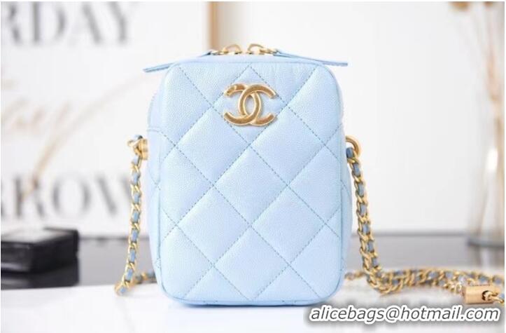 Best Product Chanel mini Shoulder Bag Grained Calfskin AS2857 light blue