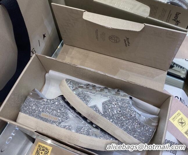 Good Quality Golden Goose Super-Star Sneakers in Silver Glitter 027052