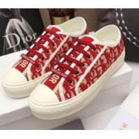 Grade Quality Dior Walk'n'Dior Sneakers in Red Oblique Embroidered Cotton 070859