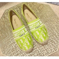 Lower Price Dior Granville Espadrilles in Lime Green Oblique Embroidered Cotton 070896