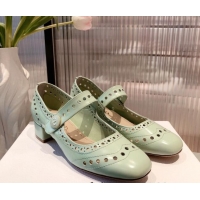 Good Quality Dior D-Doll Cut-out Shiny Calfskin Mary Jane Pumps 071308 Green 2021