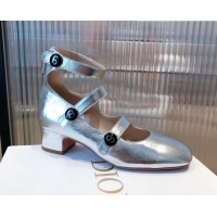 Top Design Dior D-Doll Mary Janes Pumps in Silver Shiny Calfskin 081655