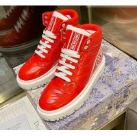 Low Price Dior D-Player Boot Sneakers in Red Quilted Nylon 092425