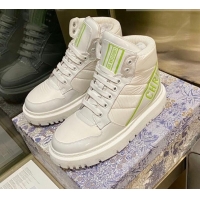 Custom Dior D-Player Boot Sneakers in Quilted Nylon White/Green 092427