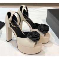 Charming Saint Laurent Calfskin Platform Sandals 13.5cm 070939 White 2021