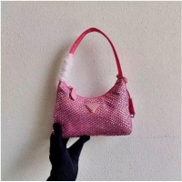 Inexpensive Prada Satin mini-bag with artificial crystals 1BE515Z pink