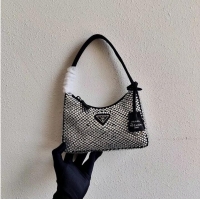 Promotional Prada Satin mini-bag with artificial crystals 1BE515Z black
