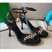 Custom Bottega Veneta Dot Leather Chain Sandals 9cm 071424 Black 2021
