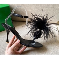 Best Grade Bottega Veneta Feather Dot Heel Sandals 9cm 081230 Black 2021