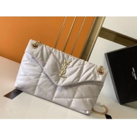 Promotional Yves Saint Laurent LOULOU PUFFER SMALL BAG IN QUILTED CRINKLED MATTE LEATHER Y577476A White