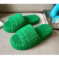 Best Product Bottega Veneta Resort Sponge Towel Slides Sandals 092209 Grass Green 2021