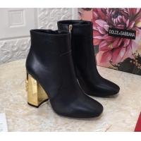 Low Cost Dolce & Gabbana DG Calfskin Heel 10.5cm Ankle Boots 091712 Black