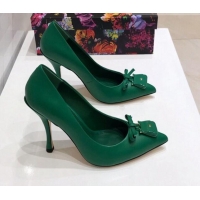 Luxury Dolce & Gabbana DG Calf Leather Pumps 10.5cm 930101 Green