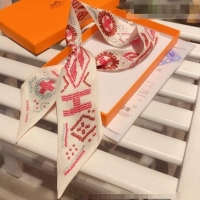 Inexpensive Hermes Twilly Silk Bandeau Scarf 5x86cm H62541 White 2021