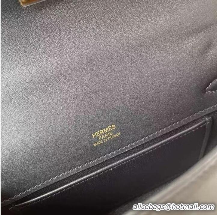 Market Sells Hermes Original swift Leather KEL2278 black&gold-Tone Metal