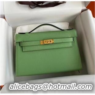 Buy Discount Hermes Original Epsom Leather KEL2278 green&gold-Tone Metal