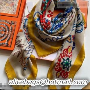 Promotional Hermes Cashmere Silk Scarf 140x140cm 21100722 Yellow 2021