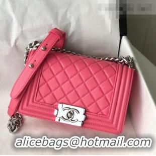 Classic Discount Chanel Grained Calfskin Small Boy Flap Bag A67085 Pink/Silver 2021