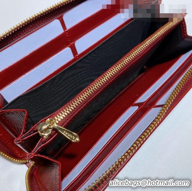 Fashion Gucci Horsebit 1955 GG Canvas Zip Around Wallet ‎621889 Red 2021