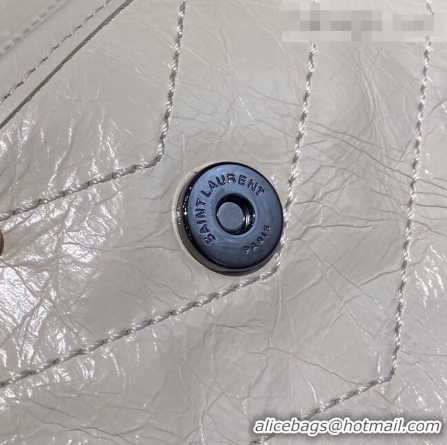 Low Cost Saint Laurent Niki Medium Bag in Crinkled Vintage Leather 633158 Cream White 2021