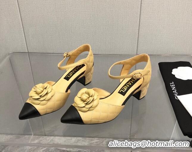 Perfect Chanel Quilted Lambskin Open Shoe/Slingback Pumps 5cm G38365 Beige