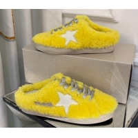 Good Looking Golden Goose Super-Star Sequins & Shearling Sneakers Mules 1029063 Yellow
