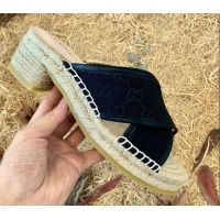 New Arrivals Gucci GG Multicolor Denim Slide Espadrille Sandals 6cm 092740 Black