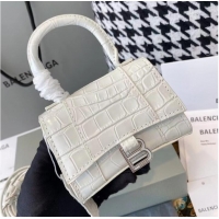 Super Quality Balenciaga WOMENS HOURGLASS MINI TOP HANDLE BAG M8000 WHITE
