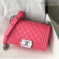 Classic Discount Chanel Grained Calfskin Small Boy Flap Bag A67085 Pink/Silver 2021