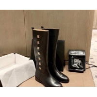 Popular Style Chanel Calfskin CC Button High Boots 092401 Black