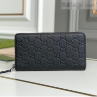 Famous Brand Gucci Men's GG Leather Zippy Wallet 307987 Black 2021