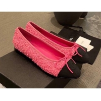 Good Quality Chanel Tweed & Grosgrain Ballerinas 112281 Pink/Black