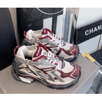Unique Style Balenciaga Runner Trainers in Mesh and Nylon Burgundy 112003