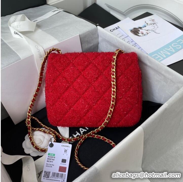 Discount Classic CHANEL SMALL FLAP BAG AS2819 red