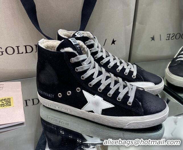 Best Design Golden Goose Francy Sneakers in Black Suede with Shearling Lining 105082