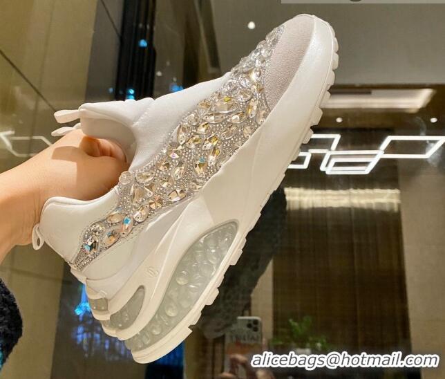 Best Price Jimmy Choo Lycra Crystal Sneakers 11660 White