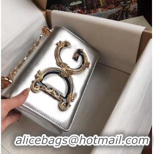 Famous Brand Dolce & Gabbana Origianl Leather Shoulder Bag 4006 silver