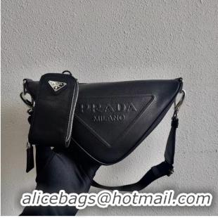 Famous Brand Padded nappa leather shoulder bag 1AH190 black