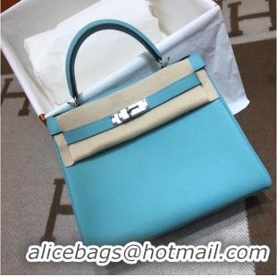 Reasonable Price Hermes Kelly Shoulder Bag Original TOGO Leather KY3255 sky blue
