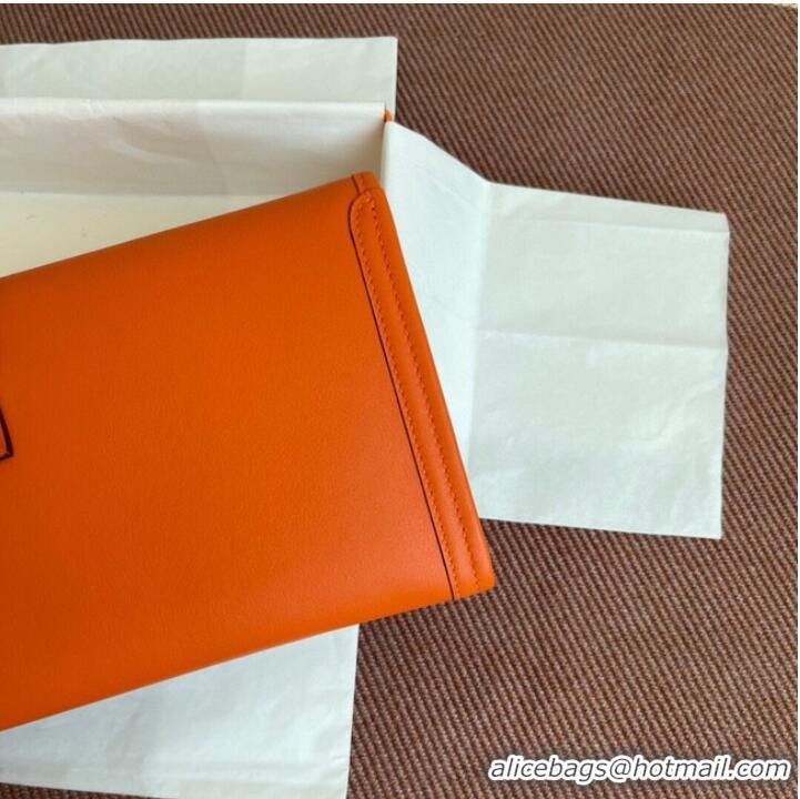 Popular Style Hermes Original jige swift Leather Clutch 37088 Orange