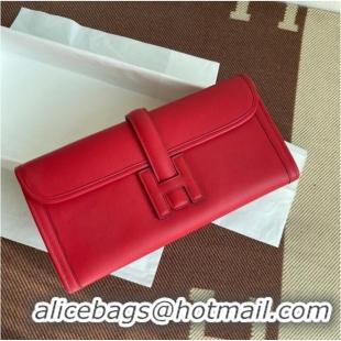 Unique Style Hermes Original jige swift Leather Clutch 37088 red