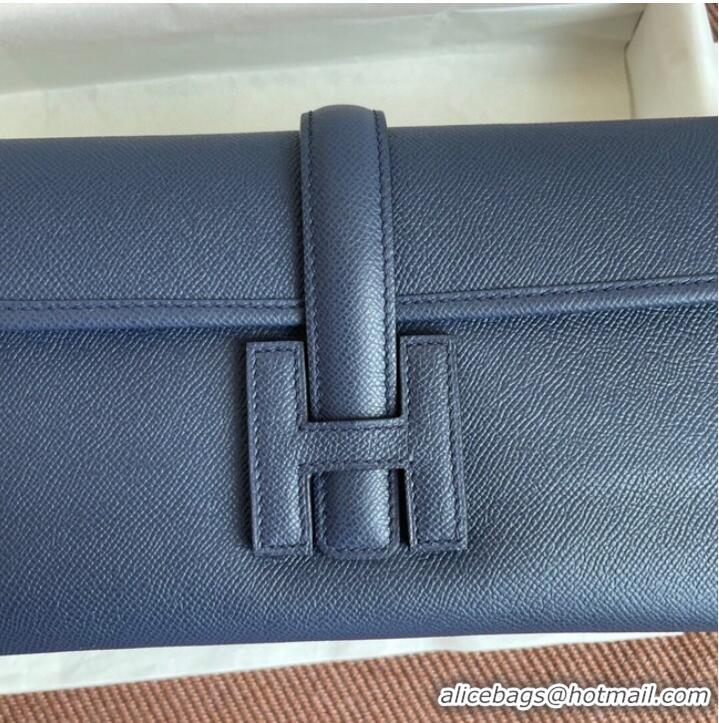 Cheapest Hermes Original Espom Leather Clutch 37088 Sapphire blue
