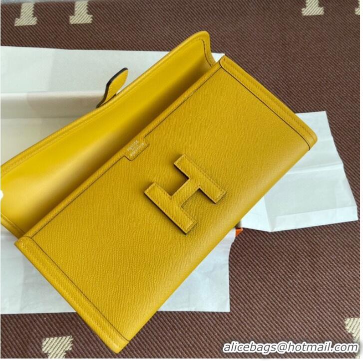 Modern Classic Hermes Original Espom Leather Clutch 37088 yellow